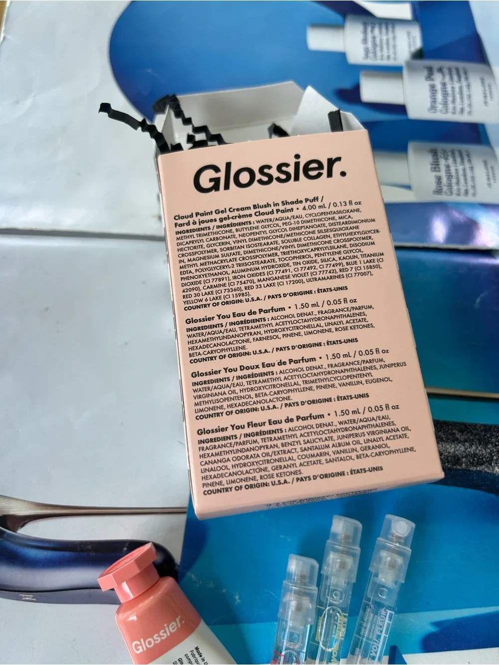 Glossier Mini Pink Beauty Insider cheek blush puff holiday gift Set